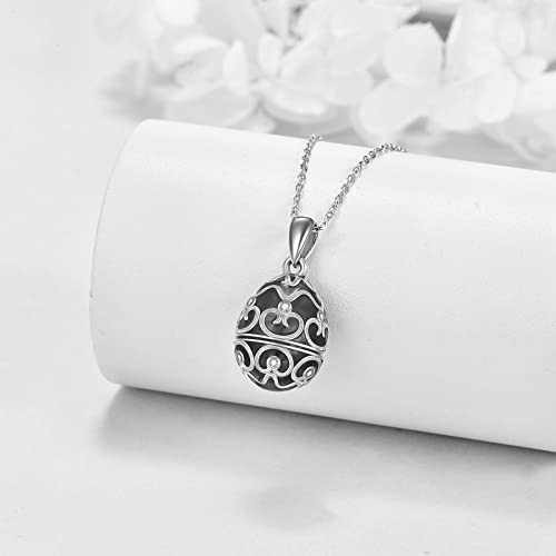 AXELUNA Fox Necklace Sterling Silver Easter Egg Necklace Fox Pendant Animal Jewelry Gifts for Women Girls Birthday Graduation Gift4