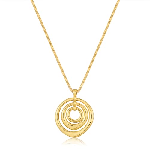 Chunky Gold Necklace, Swirl Pendant Statement Necklace with Triple Circle Charm Eco-Friendly Gold Plated Jewelry for Women Gift
