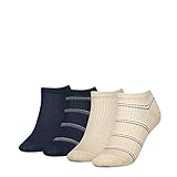 TBD Tommy Hilfiger Women\'s TH Women Sneaker 4P Coastal Stripe Tencel Casual Sock, beige Combo, 39/42