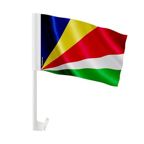 Drapeau voiture Seychelles 30x45cm polyester | Pavillon auto et décoration cortège de mariage