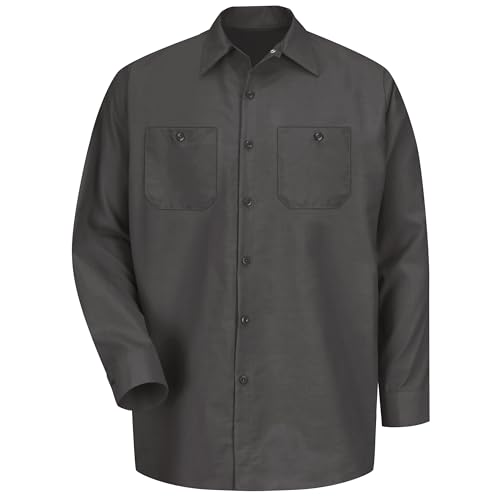 Image of Red Kap Men's Long Sleeve Industrial Work Shirt | Moisture Wicking Button Up, Wrinkle Resistance Fights Fading & Stains