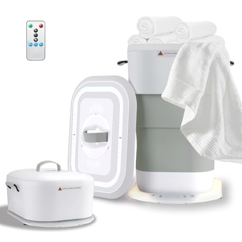 LIONROGE 27L Upgrade Foldable Towel Warmer for Bathroom with Handle- Heated Towel Warmers Bucket with Time Setting Auto Shut Off Fits Up to Two 40X70 Oversized Towels Bathrobes Blankets
