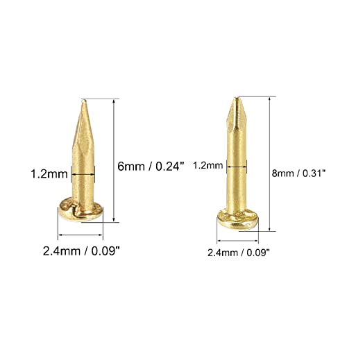uxcell Total 400 unidades pequeños clavos 6mm y 8mm para decoración DIY en madera miniatura 2