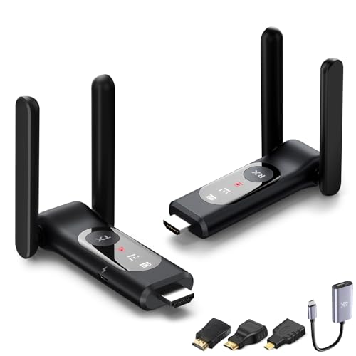 Image of Wireless HDMI Transmitter and Receiver,50M/165FT,LED Display Screen,Plug and Play,Smart Thermal Control,2.4+5GHz,Up to 8RXs,Wirelessly Video Stream from Laptop,TV Box,Camera to Projectors/Monitor/TVs
