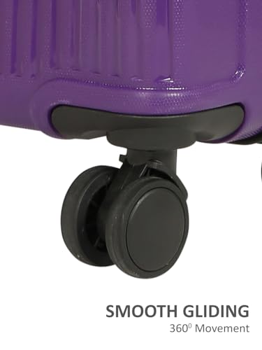 Image of Teakwood Small Size 8 Wheels Trolley Bag, Hard Cabin with Zipper Closure, Adjustable Push Button & Cross Side Strap, Number Lock System 360 Degree (Small, Purple)