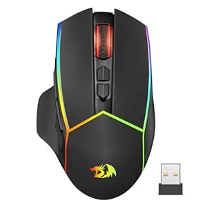 Redragon Kabellose Gaming Mouse, 2.4G/USB-C/Bluetooth Ergonomische Mouse Gaming, 8000 DPI, RGB Back-Light, voll programmierbar, wiederaufladbare Wireless Computer-Mouses für Laptop PC Mac, M814