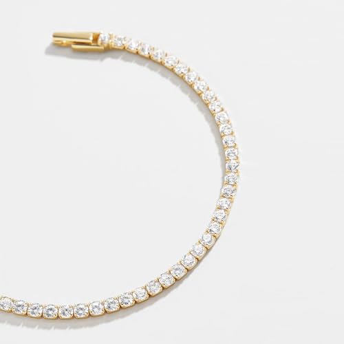 Bennett Tennis Bracelet for Women, 18K Gold Plated Sterling Silver - Hypoallergenic with Cubic Zirconia Stones, Dainty and Trendy Thin Stacking Bracelet, Women's Fashion Jewelry2