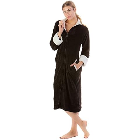 Casual Nights Women's Zip Front Plush Fleece Robe - Black - X-Large Cover