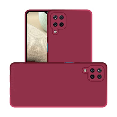 Image of Case Creation Liquid TPU Silicone Cover for Samsung Galaxy F12 Soft Case,Anti-Dirty Slim Case Frosted Matte Cute Candy TPU Raised Bezel (Splash of Color) Back Case Cover for Samsung F12 - Glamour Red