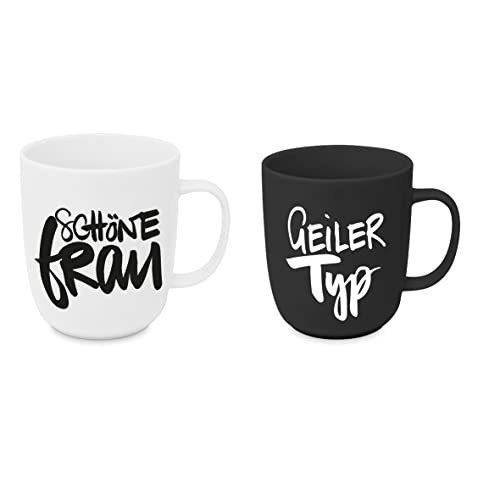 Seaside No.64 - Schöne Frau/Geiler Typ - weiße und Schwarze Tasse als Set - Becher für Dein Frühstück, Brunch, Kaffee, Tee, Kaltgetränk - Geschenkartikel kombinierbar mit Anderen Produkten der Serie Cover