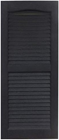 Shutters, Louvered Shutters, Standard Louvered Exterior Vinyl Window Shutters, Black, (1 Pair = 2pcs) 12"W x 40"H