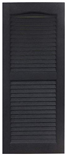 Shutters, Louvered Shutters, Standard Louvered Exterior Vinyl Window Shutters, Black, (1 Pair = 2Pcs) 12"W X 30.75"H #TOP22
