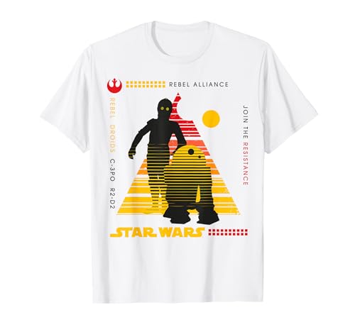 T-shirt Star Wars C-3PO R2-D2 motif vintage imprimé graphique rétro résistant