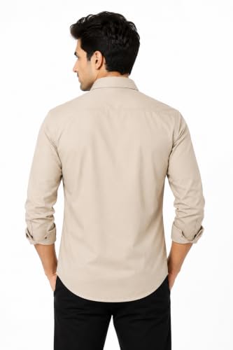 Image of Youth First Men's Cotton Blend Casual Shirt for Men | Regular Fit Solid Full Sleeve | Soft Comfortable Button-Down Collared Shirt for Office, Casual, Party & Formal Wear