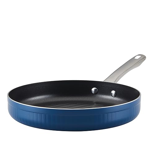 Farberware Style Nonstick Cookware Deep Round Grill Pan/Griddle, Dishwasher Safe, 11.25 Inch - Blue by Farberware - Used condition - US$16.71