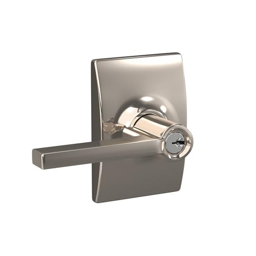 Image of SCHLAGE F51A LAT 618 CEN Latitude Lever with Century Trim Keyed Entry Lock, Polished Nickel