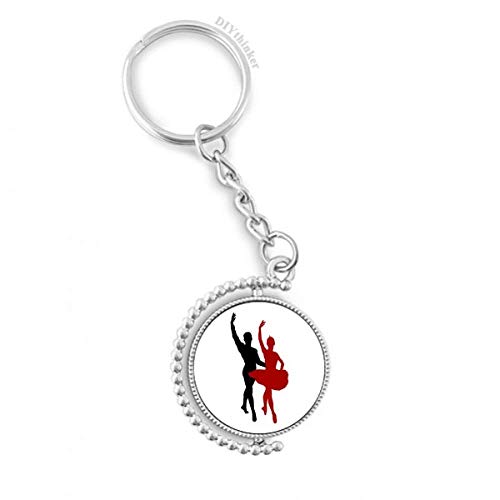 Porte-clés rotatif danse duo performance en métal multicolore 1,2x3,5 pouces