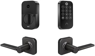 Yale Assure Lock - Cerrojo de seguridad de 2 táctiles, cerradura inteligente de puerta de entrada con llave de gamuza negra con palanca Valdosta y teclado de pantalla táctil conectado Wi-Fi y escáner