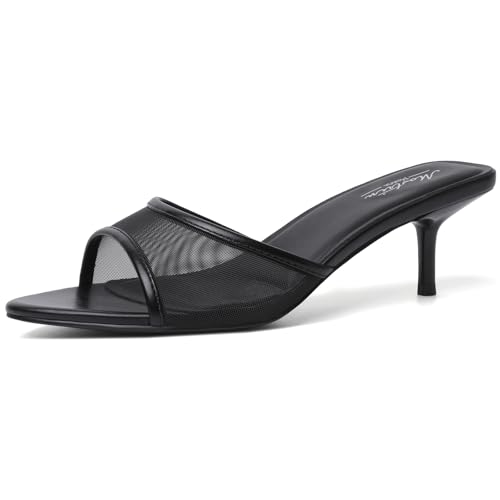Image of Mostrin Kitten Heels for Women Pointed Toe Vintage Mules Heels Sexy Slip on Stiletto Backless Sandals for Party Wedding Daily