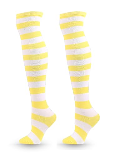 Image of ATHX Women's Knee High Socks Thigh High Socks Triple Stripe over the Knee Socks Long Opaque Thigh High Stockings