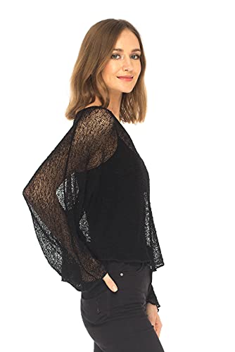 SHU-SHI Womens Sheer Blouse Top Knit Lightweight Shrug Sweater Poncho4