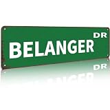 Belanger Street Street Style Metal Sign - 16x4 Inch, Wall Decor - Perfect for Living Room, Bedroom, Office, Bar, Garage | Durable Metal Construction | Weather Resistant for Indoor Outdoor Use