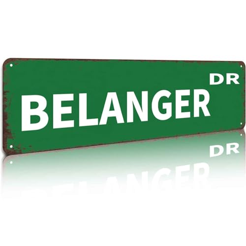 Belanger Street Street Style Metal Sign - 16x4 Inch, Wall Decor - Perfect for Living Room, Bedroom, Office, Bar, Garage | Durable Metal Construction | Weather Resistant for Indoor Outdoor Use