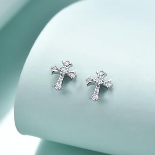 Rnivida 925 Sterling Silver Small Cross Stud Earrings for Women,Hypoallergenic4