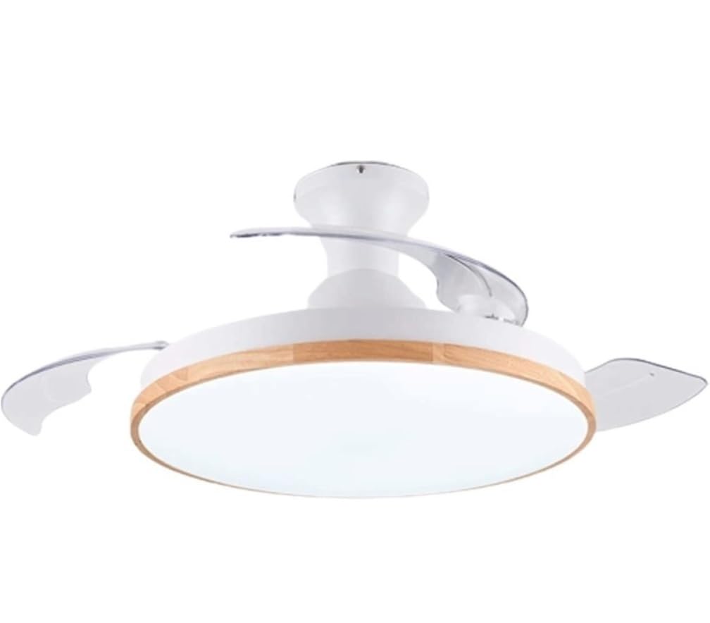 Wentylator Sufitowy z Lampą Wbudowany Trójkolorowy, Zmienny Wentylator Sufitowy 6-biegowy, Odwracalny, Chowany, Niewidoczny Żyrandol LED Z Łopatką Wentylatora Salon(36 inch)