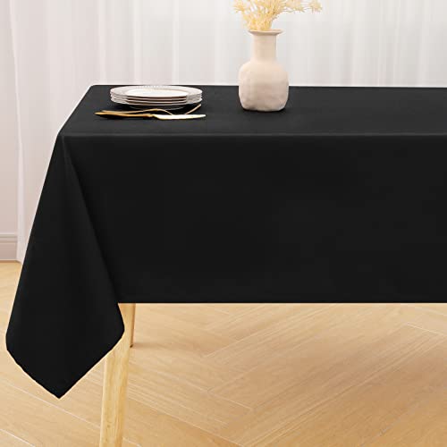 Smiry Rectangle Table Cloth, Waterproof Polyester Tablecloth For 6 Foot Table, Decorative Washable Fabric Tablecloths For Dining Table, Kitchen, Parties, Outdoor (Black, 60X84) #TOP20