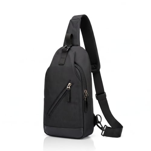 Image of Sling Bag for Men - Lightweight Crossbody Travel Daypack, Anti-Theft Shoulder Bag with Adjustable Strap, Multiple Pockets, Water-Resistant, Black