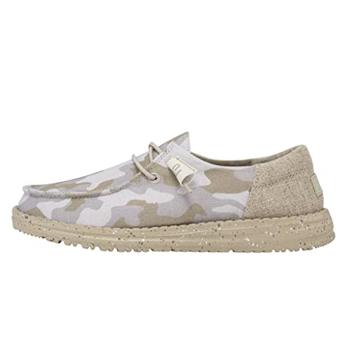 Image of HEYDUDE Women's Wendy Funk Camo Tide Linen Size 11 | Women's Shoes | Women's Lace Up Loafers | Comfortable & Light-Weight
