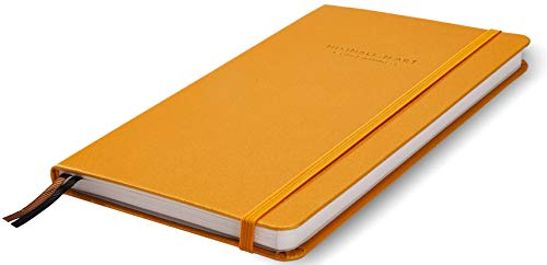 Minimalism Art, Premium Hard Cover Notebook Journal, Classic 5" X 8.3", 122 Numbered Pages, Gusseted Pocket, Ribbon Bookmark, Extra Thick Ink-Proof Paper 120Gsm, San Francisco (Squared, Amber Yellow) #TOP3