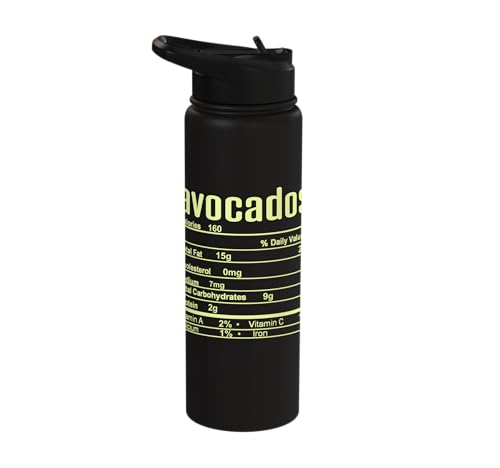 Thanksgiving Christmas Avocados Nutrition Fact Stainless Steel Insulated Water Bottle