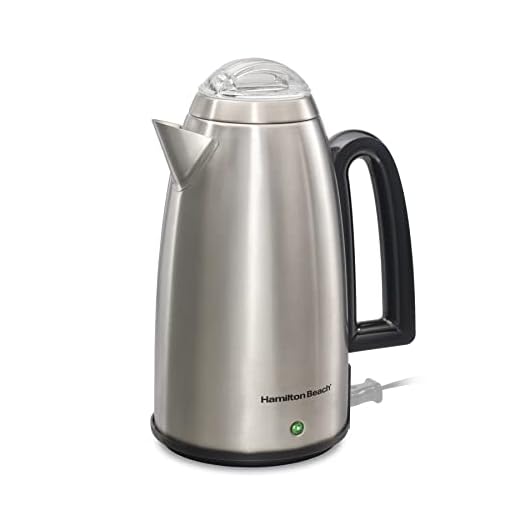 Hamilton Beach 12 Cup Electric Percolator Coffee Maker with Cool Touch Handle, Easy Pour Spout, Stainless Steel (40614RN)