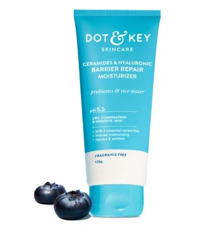 Dot-and-Key Ceramides Moisturizer with Hyaluronic Acid, Probiotic and Rice Water, Barrier Repair Face Cream