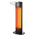 Outdoor Electric Patio Heater, 27-inch Infrared Tower Heater with 1200W Instant Heating, IPX5 Waterproof, Tip-Over & Overheat Protection, Space Heater for Patio Garage Workshop Indoor & Outdoor Use