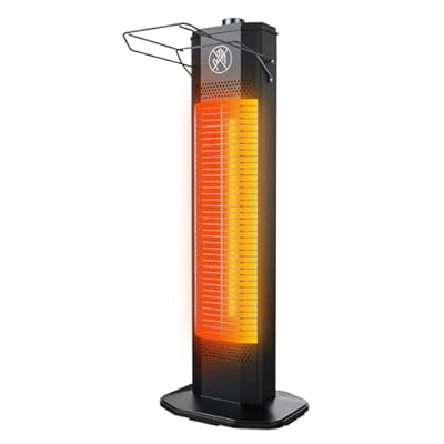 Outdoor Electric Patio Heater, 27-inch Infrared Tower Heater with 1200W Instant Heating, IPX5 Waterproof, Tip-Over & Overheat Protection, Space Heater for Patio Garage Workshop Indoor & Outdoor Use