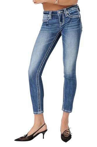 Miss Me Women's Leather Shadow Wings Low-Rise Skinny Jeans2