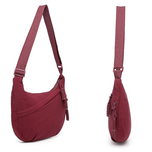 Image of Crescent Crossbody Bags for Women Nylon Travel Luna Hobo Bag Dumpling Purse