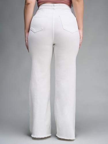 Image of Miss Chase A+ Women's Wide-Leg High Rise Regular-Length Stretchable Denim Jeans