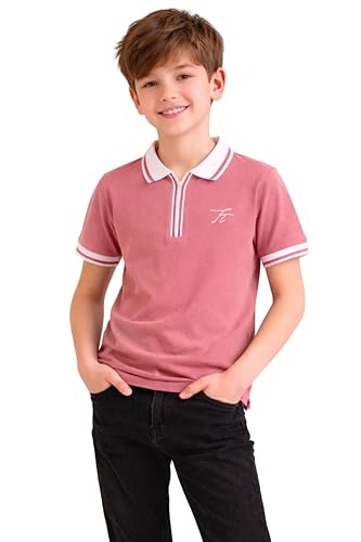 Image of TotzTouch Boys Premium Polo Collar Tshirt Combo with Zipper Closure Color White & Black Age 6 Years to 15 Years