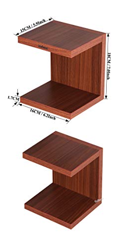 Image of Madhuran Engineered Wood Wall Mounted Books Shelf Set of 2 (Matte,Teak) Invisible Library Organizer Decoration Standing Corner Office Study Bedroom Self