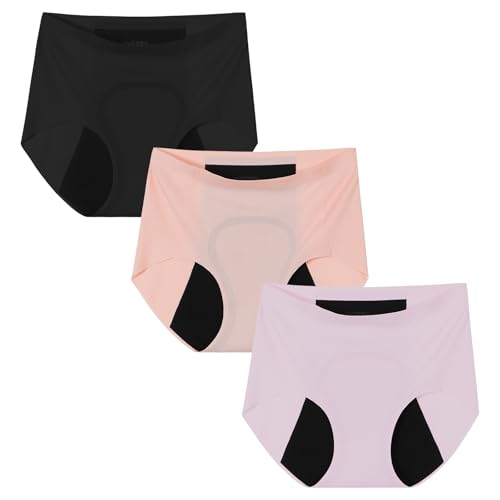 INNERSY Girls' Seamless Period Underwear for Teens Period Starter Quick Dry Panties 3-Pack