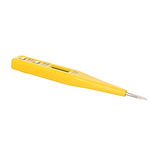 Fielect Test Screwdriver, Voltage Detector Pen Light Circuit Tester Electric Test Pen Screwdriver, Break Point Contact Test Pen 12-220V AC/DC Display Screen Yellow 1pcs