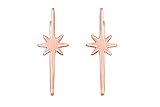 Pendientes de plata de ley 925 chapados en oro rosa de 14 quilates Minimalista con estrella de caída para mujer