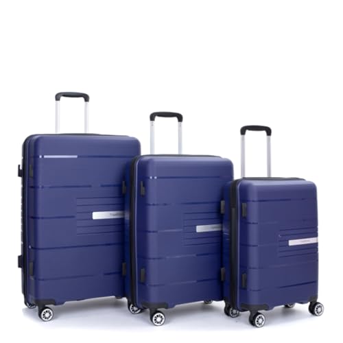 3 Pieces of Luggage, Suitcase, Luggage Set, Trolley, Travel Case, with Spinner Wheels, Combination Lock, 20/24/28 Inches, Navy Blue