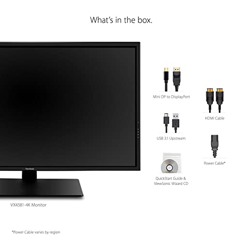 Image of ViewSonic VX4381-4K 43 inch UHD 4K Monitor Widescreen with HDR10 Support, Eye Care, HDMI, USB, DisplayPort (Renewed)