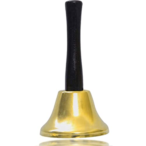 Campana di Babbo Natale Dorata, Campana da Tavolo a Mano in Metallo per Reception, Accessorio per il Costume di Babbo Natale - Oro