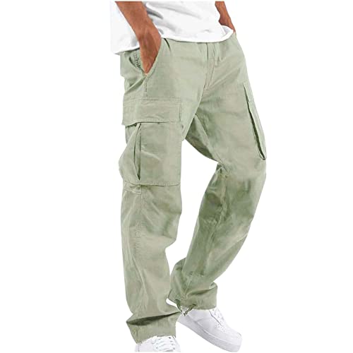 Mens Cargo Pants Drawstring Multi Pockets Lounge Pants Lightweight Hiking Pant Casual Loose Tactical Trousers